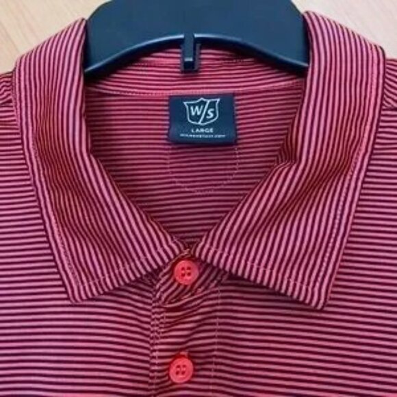 Wilson Staff Pin Stripe Polo Golf Shirt Red and Black Large NWOT - Picture 4 of 9